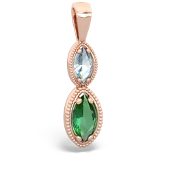 Aquamarine Antique-Style Halo 14K Rose Gold pendant P5700