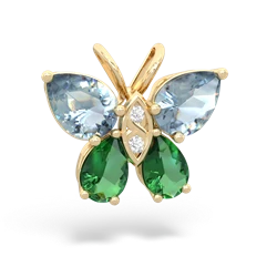 Aquamarine Butterfly 14K Yellow Gold pendant P2215