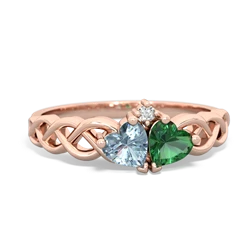 Aquamarine Heart To Heart Braid 14K Rose Gold ring R5870