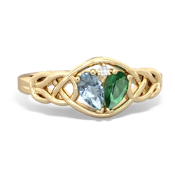 Aquamarine Celtic Love Knot 14K Yellow Gold ring R5420