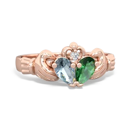 Aquamarine 'Our Heart' Claddagh 14K Rose Gold ring R2388