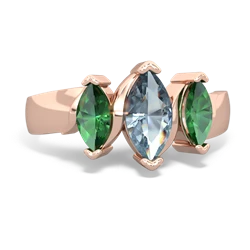 Aquamarine Three Peeks 14K Rose Gold ring R2433