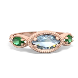 Aquamarine Milgrain Marquise 14K Rose Gold ring R5700