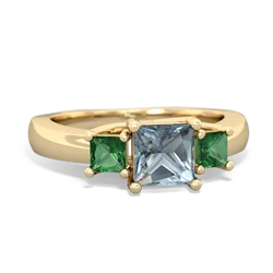 Aquamarine Three Stone Trellis 14K Yellow Gold ring R4015