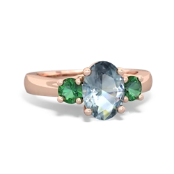 Aquamarine Three Stone Oval Trellis 14K Rose Gold ring R4024