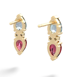 Aquamarine Bowtie Drop 14K Yellow Gold earrings E0865