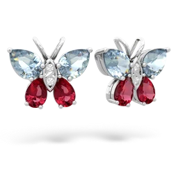 Aquamarine Butterfly 14K White Gold earrings E2215