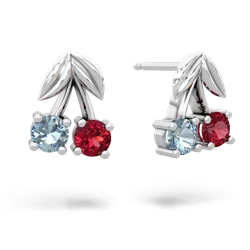 Aquamarine Sweet Cherries 14K White Gold earrings E7001