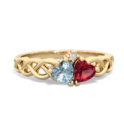 Aquamarine Heart To Heart Braid 14K Yellow Gold ring R5870