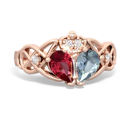 Aquamarine 'One Heart' Celtic Knot Claddagh 14K Rose Gold ring R5322