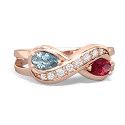 Aquamarine Diamond Infinity 14K Rose Gold ring R5390