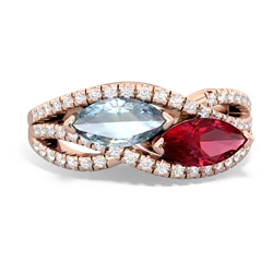 Aquamarine Diamond Rivers 14K Rose Gold ring R3070