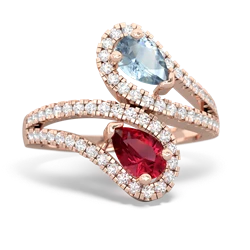 Aquamarine Diamond Dazzler 14K Rose Gold ring R3000