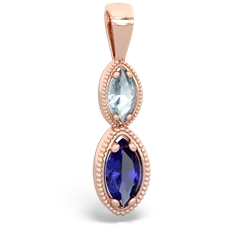 Aquamarine Antique-Style Halo 14K Rose Gold pendant P5700