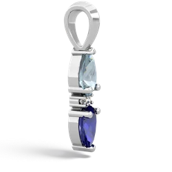 Aquamarine Bowtie Drop 14K White Gold pendant P0865