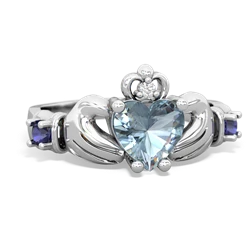 Aquamarine Claddagh Keepsake 14K White Gold ring R5245