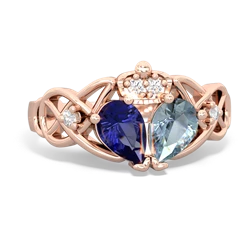 Aquamarine 'One Heart' Celtic Knot Claddagh 14K Rose Gold ring R5322