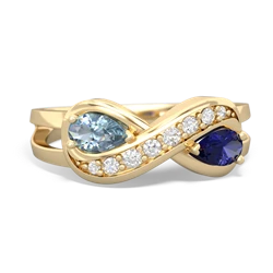 Aquamarine Diamond Infinity 14K Yellow Gold ring R5390