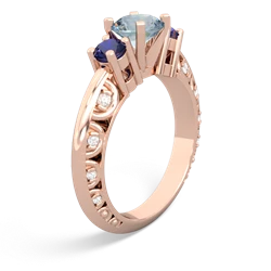 Aquamarine Art Deco Eternal Embrace Engagement 14K Rose Gold ring C2003