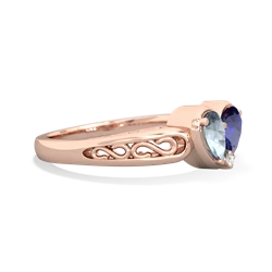 Aquamarine Filligree 'One Heart' 14K Rose Gold ring R5070