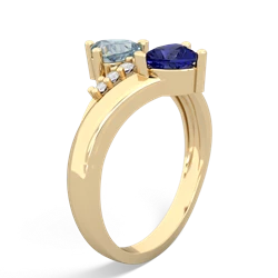 Aquamarine Heart To Heart 14K Yellow Gold ring R2064