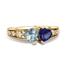 Aquamarine Heart To Heart 14K Yellow Gold ring R3342