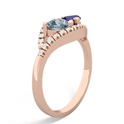 Aquamarine Mother And Child 14K Rose Gold ring R3010