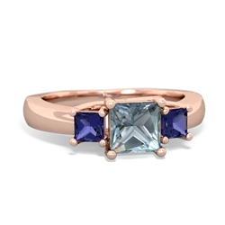 Aquamarine Three Stone Trellis 14K Rose Gold ring R4015