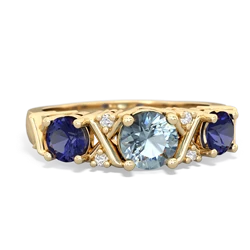 Aquamarine Hugs And Kisses 14K Yellow Gold ring R5016