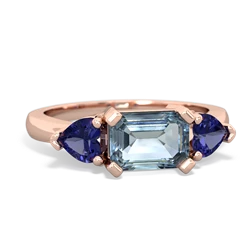 Aquamarine Three Stone 14K Rose Gold ring R5235