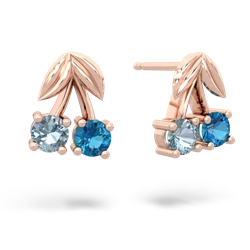 Aquamarine Sweet Cherries 14K Rose Gold earrings E7001