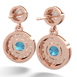 Aquamarine Halo Dangle 14K Rose Gold earrings E5319