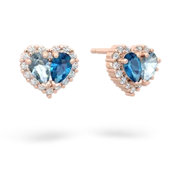 Aquamarine Halo 14K Rose Gold earrings E7008