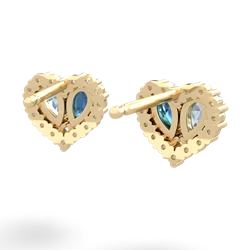 Aquamarine Halo 14K Yellow Gold earrings E7008