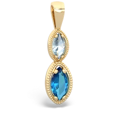 Aquamarine Antique-Style Halo 14K Yellow Gold pendant P5700