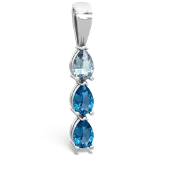 Aquamarine Dew Drops 14K White Gold pendant P2251