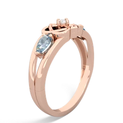 Aquamarine Hearts Intertwined 14K Rose Gold ring R5880