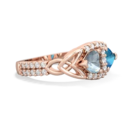 Aquamarine Sparkling Celtic Knot 14K Rose Gold ring R2645