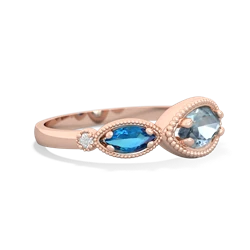 Aquamarine Milgrain Marquise 14K Rose Gold ring R5700