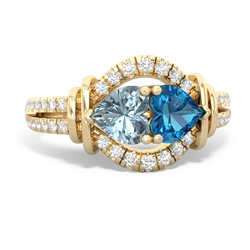 Aquamarine Art-Deco Keepsake 14K Yellow Gold ring R5630