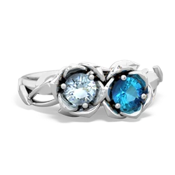 Aquamarine Rose Garden 14K White Gold ring R5510