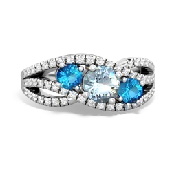 Aquamarine Three Stone Aurora 14K White Gold ring R3080