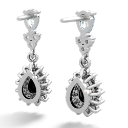 Aquamarine Halo Pear Dangle 14K White Gold earrings E1882