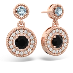 Aquamarine Halo Dangle 14K Rose Gold earrings E5319