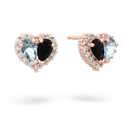 Aquamarine Halo 14K Rose Gold earrings E7008