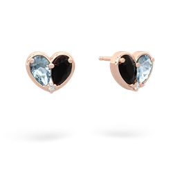 Aquamarine 'Our Heart' 14K Rose Gold earrings E5072