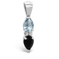 Aquamarine Bowtie Drop 14K White Gold pendant P0865