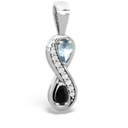 Aquamarine Diamond Infinity 14K White Gold pendant P5390