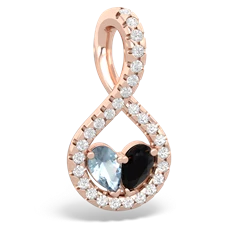 Aquamarine Pave Twist 'One Heart' 14K Rose Gold pendant P5360