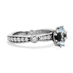 Aquamarine Sparkling Tiara Cluster 14K White Gold ring R26293RD